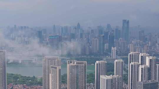 中国武汉两江四岸城市地标风光