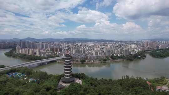 江西赣州翠浪塔地标建筑航拍