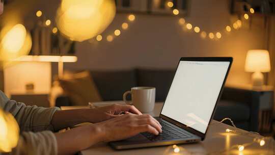 商务办公笔记本电脑居家工作场景视频