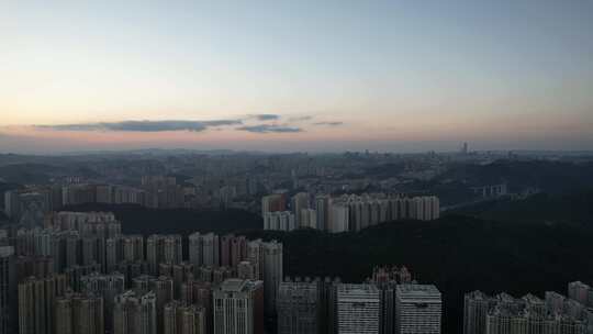 贵阳城市晚霞夜幕降临航拍