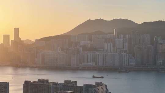 香港油尖旺区清晨航拍