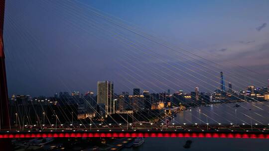 上海杨浦大桥桥梁交通夜景4k航拍