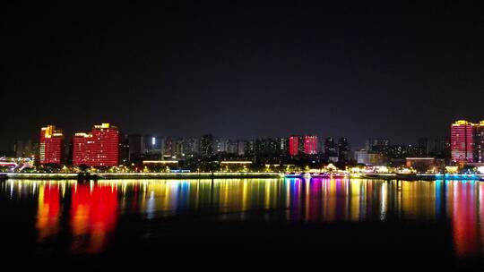 湖北襄阳古城夜景航拍