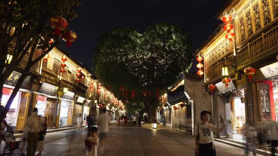 夜晚福州城区三坊七巷人流合集