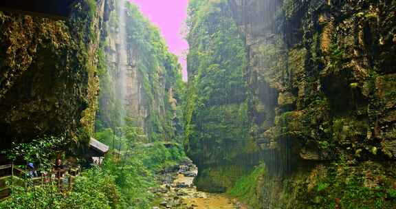 湖北恩施大峡谷云龙地缝景点延时摄影