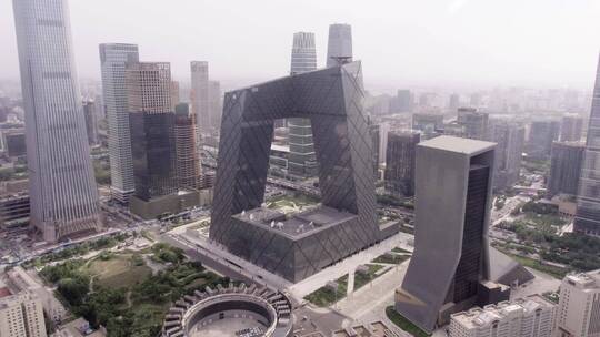 4K航拍北京CBD央视大楼城市高楼朝阳区视频素材模板下载
