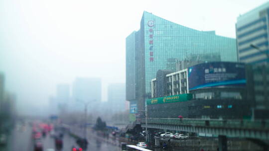北京中关村标志铭牌雪景 大雪纷飞 合集视频素材模板下载