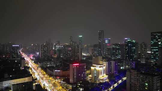 航拍成都锦江区春熙路商圈夜景