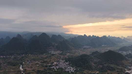 祖国大好河山桂林山水清晨日出航拍