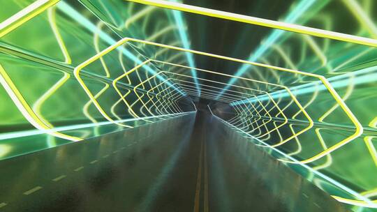 抽象急速奔驰在城市灯光隧道创意动态视频