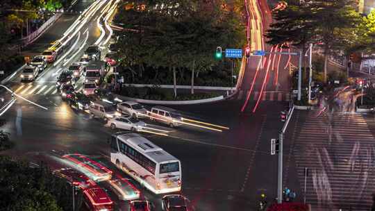 广州天河_十字路口日转夜_道路车流