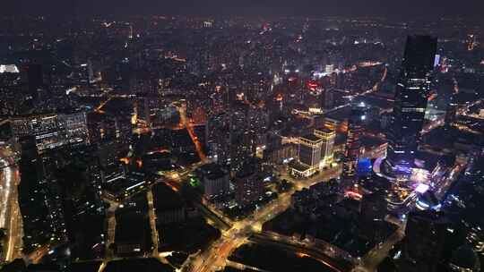 上海浦西外滩夜景航拍