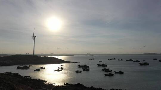 泉州风车岛航拍海边小岛大海