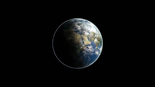 黑色太空蓝色地球星球自转抽象动态视频
