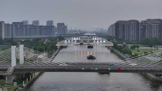 京杭运河苏州段浒墅关夜景（航拍运镜）