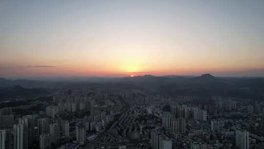 贵州凯里城市日落晚霞夕阳航拍