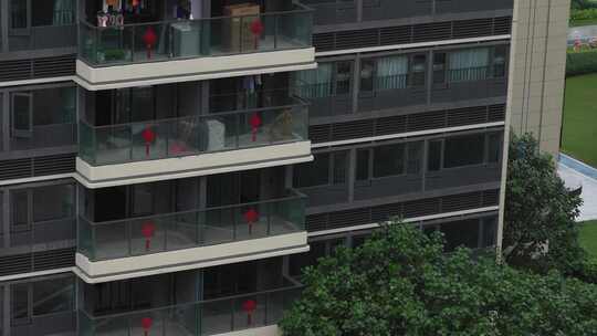 雨天的城市住宅楼实拍