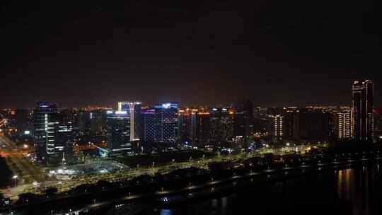 泉州夜景滨江商务区航拍