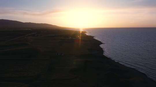航拍青海湖日落（4k原创）