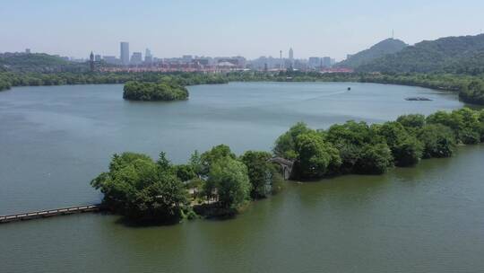 航拍杭州萧山湘湖景区