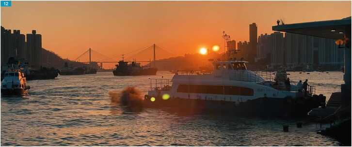 香港 日出 落日 傍晚 维多利亚港 海水