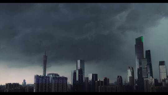 广州建筑珠江新城地标广州塔台风延时视频素材模板下载