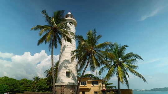 斯里兰卡加勒堡的加勒灯塔。行动。美丽的棕