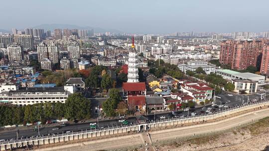 航拍安徽安庆迎江寺历史文化古建筑