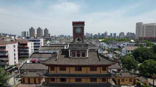 浙江宁波鼓楼地标建筑航拍