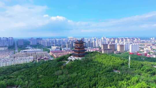 航拍临山阁光影变化的延时摄影