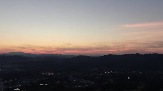 航拍乡村田园日落晚霞夕阳