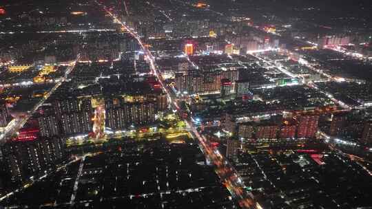 城市夜景鸟瞰灯火辉煌的繁华景象