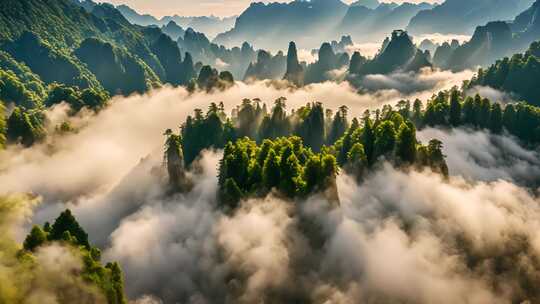 山峦云海自然风光全景