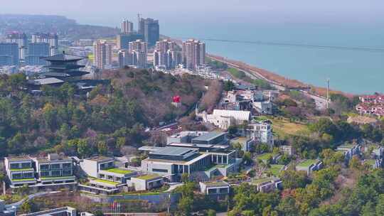 湖州太湖旅游度假区望湖亭航拍喜来登温泉度