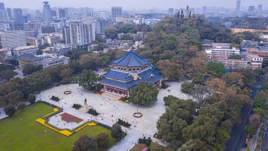 广州_中山纪念堂_大范围环绕航拍延时4K视频素材模板下载