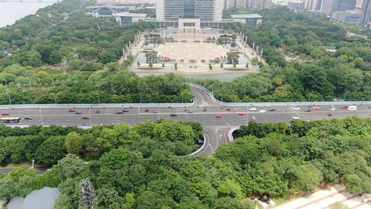 航拍广西柳州市民广场市政府