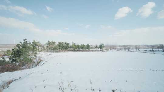 威海冬天雪景电视剧电影棚拍绿幕实拍素材8k