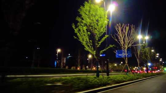 城市马路夜景汽车窗外的风景视频素材