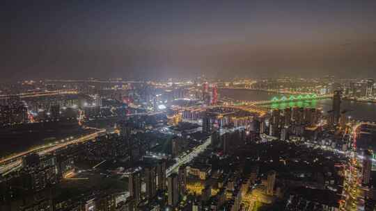 8K江西南昌城市天际线夜景航拍延时