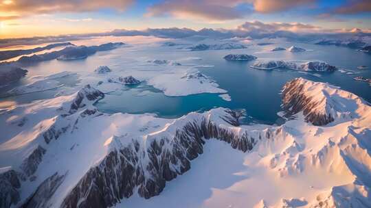 航拍雪山湖泊壮丽全景