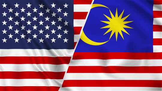 美国和马来西亚国旗圈视频素材模板下载