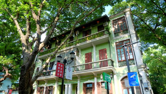 广州老街沙面大街历史景观欧式建筑视频素材模板下载