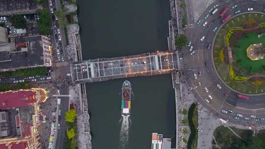 天津海河津湾金融中心城市夜景航拍