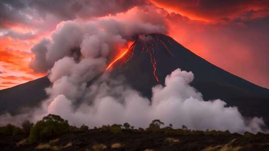 火山喷发壮丽自然景观