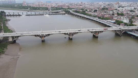 航拍福建泉州晋江泉州大桥视频素材模板下载