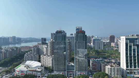惠州市双子星国际商务大厦航拍商务写字楼