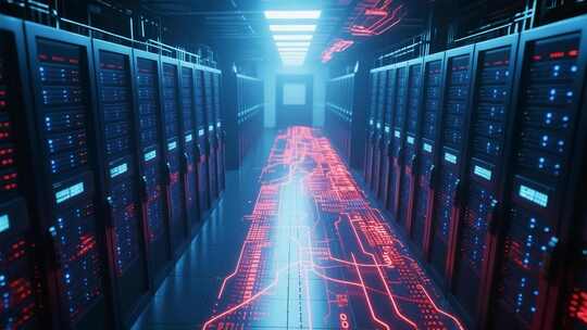 科技感服务器机房内部