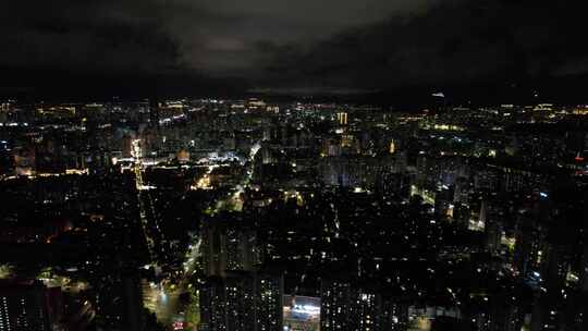 浙江温州城市夜景灯光航拍