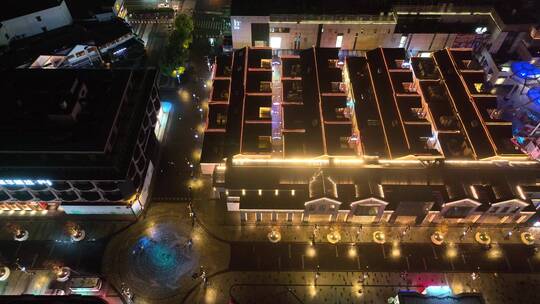 《4K超清》杭州湖滨商业街夜景航拍2