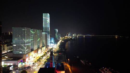 航拍湖北宜昌城市夜景
